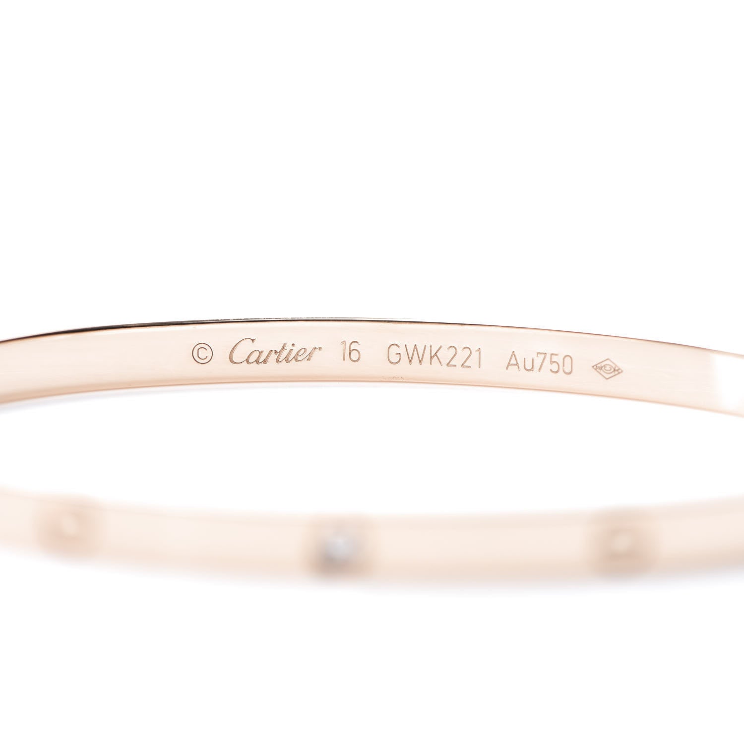 Cartier 18K Pink Gold 6 Diamond Small LOVE Bracelet 16 4 of 6