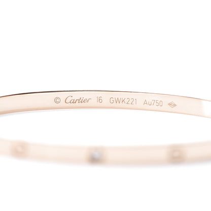 Cartier 18K Pink Gold 6 Diamond Small LOVE Bracelet 16 4 of 6