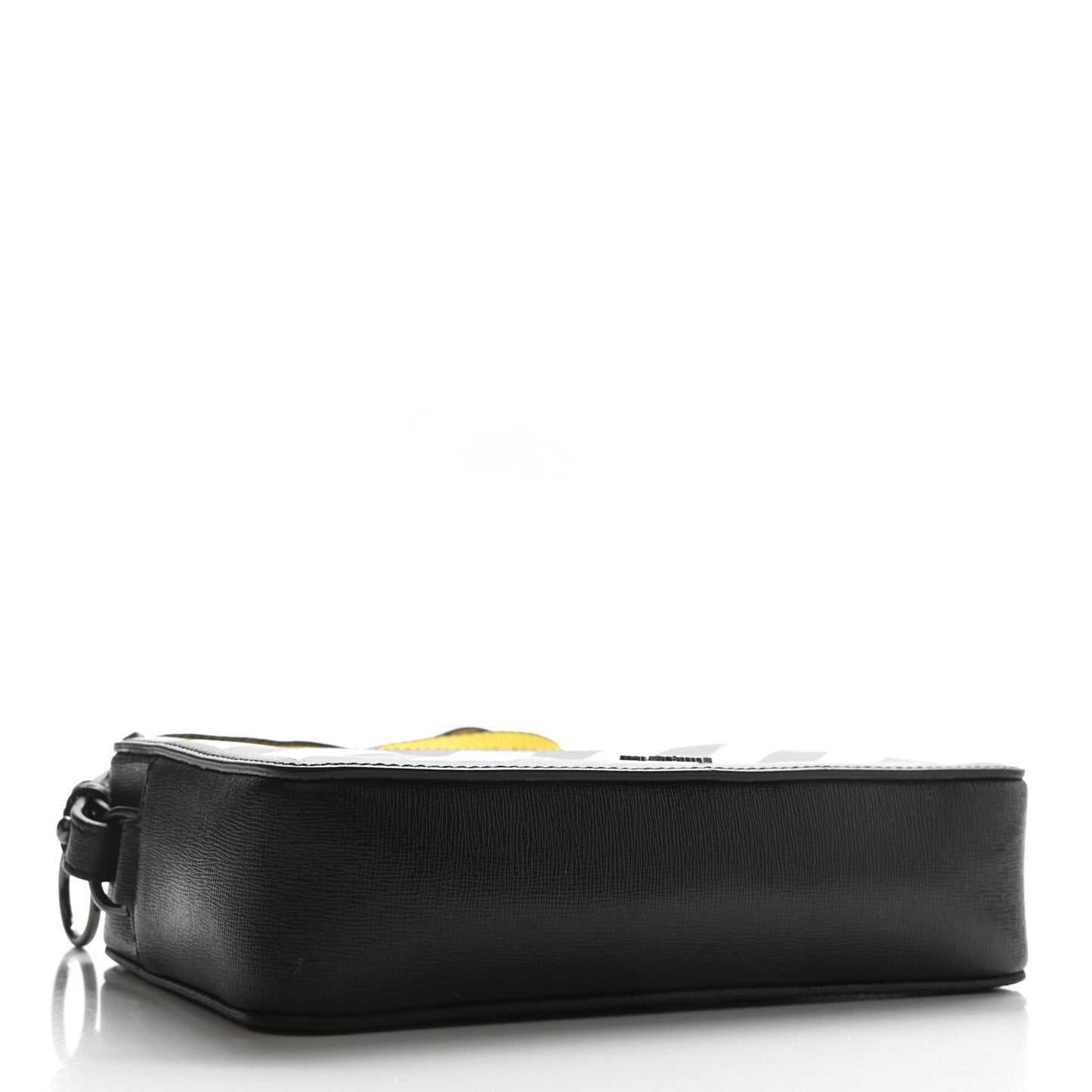 Calfskin Diag Striped Belt Bag Crossbody Black White