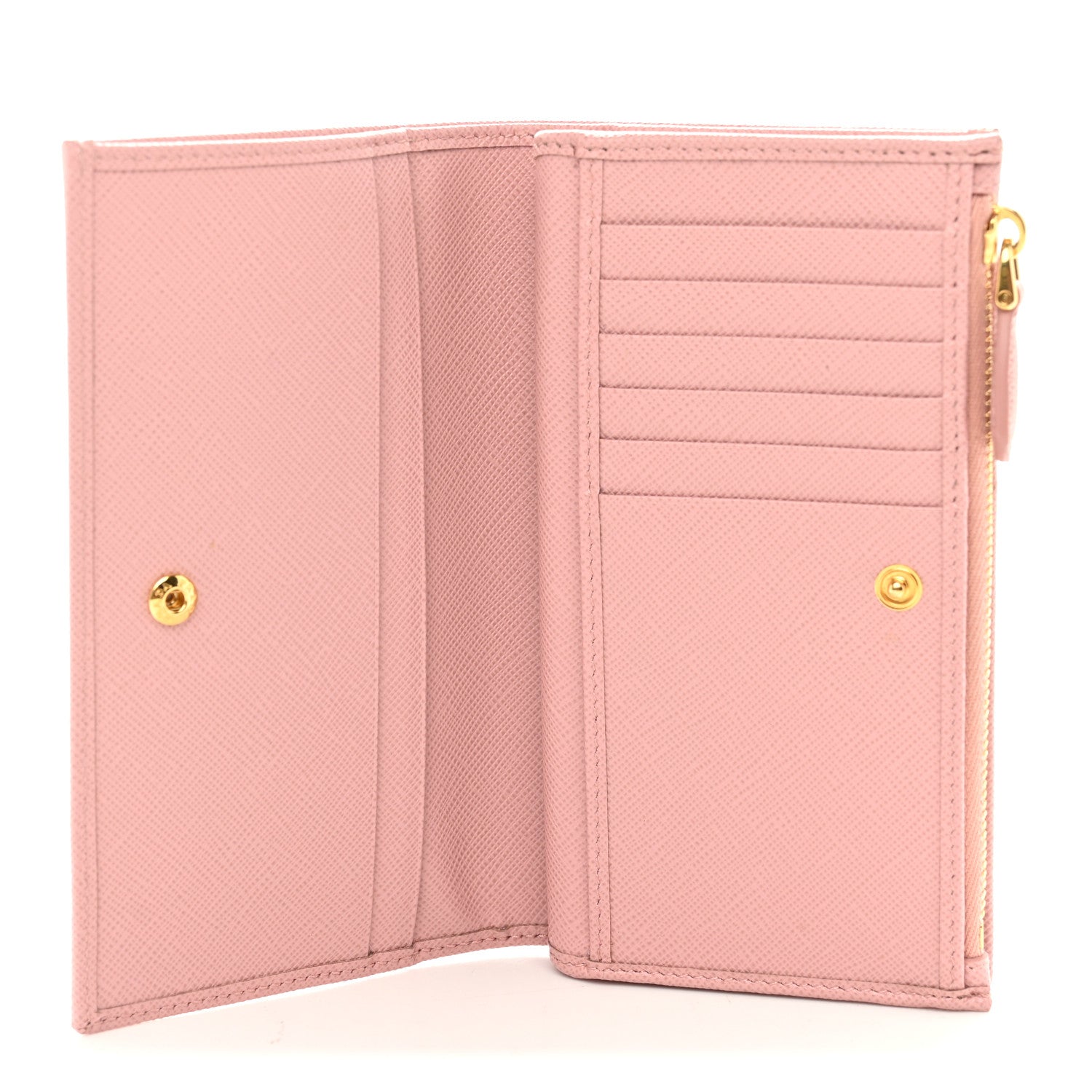 Prada Saffiano Calfskin Triangle Continental Wallet Baby Pink 7 of 10