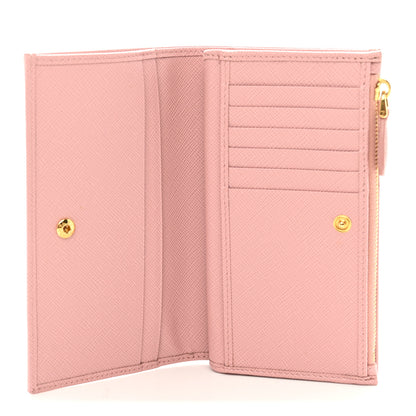 Prada Saffiano Calfskin Triangle Continental Wallet Baby Pink 7 of 10