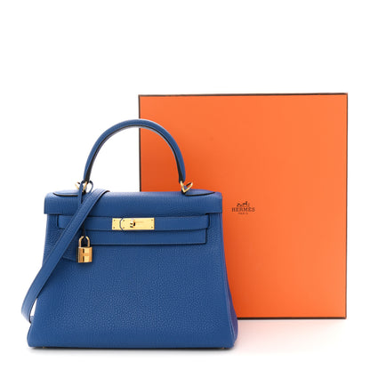 Hermes Togo Kelly Retourne 28 Bleu France 11 of 11