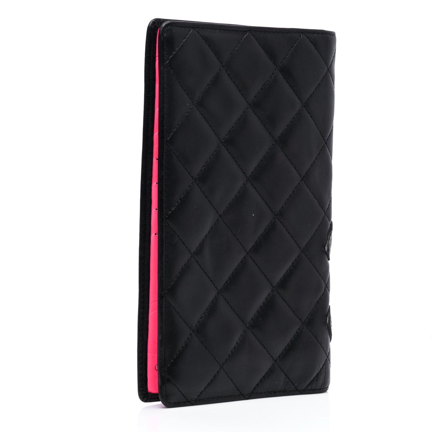 Calfskin Quilted Cambon Yen Wallet Black