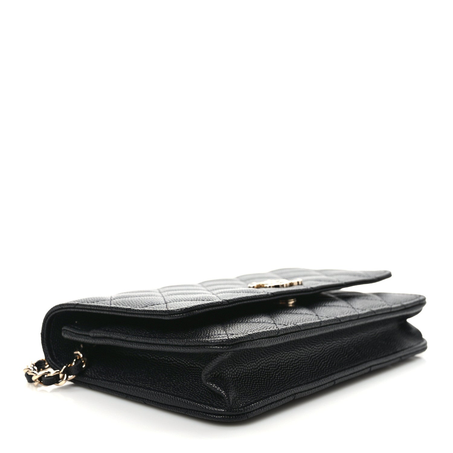 Chanel Shiny Caviar Enamel Quilted CC Wallet On Chain WOC Black 4 of 11