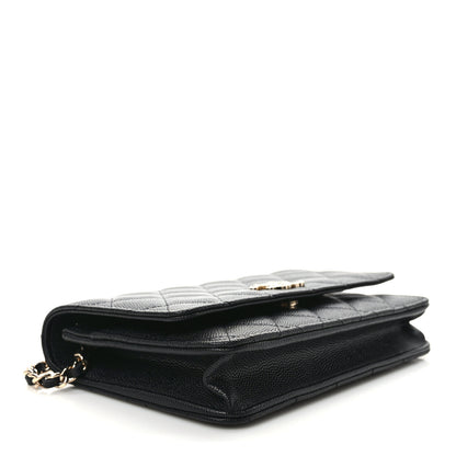 Chanel Shiny Caviar Enamel Quilted CC Wallet On Chain WOC Black 4 of 11