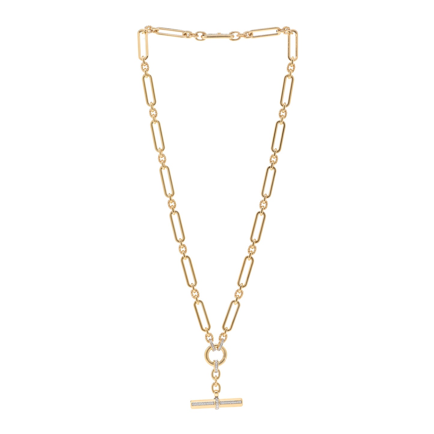 18K Yellow Gold Diamond 6.5mm Lexington Chain Toggle Necklace