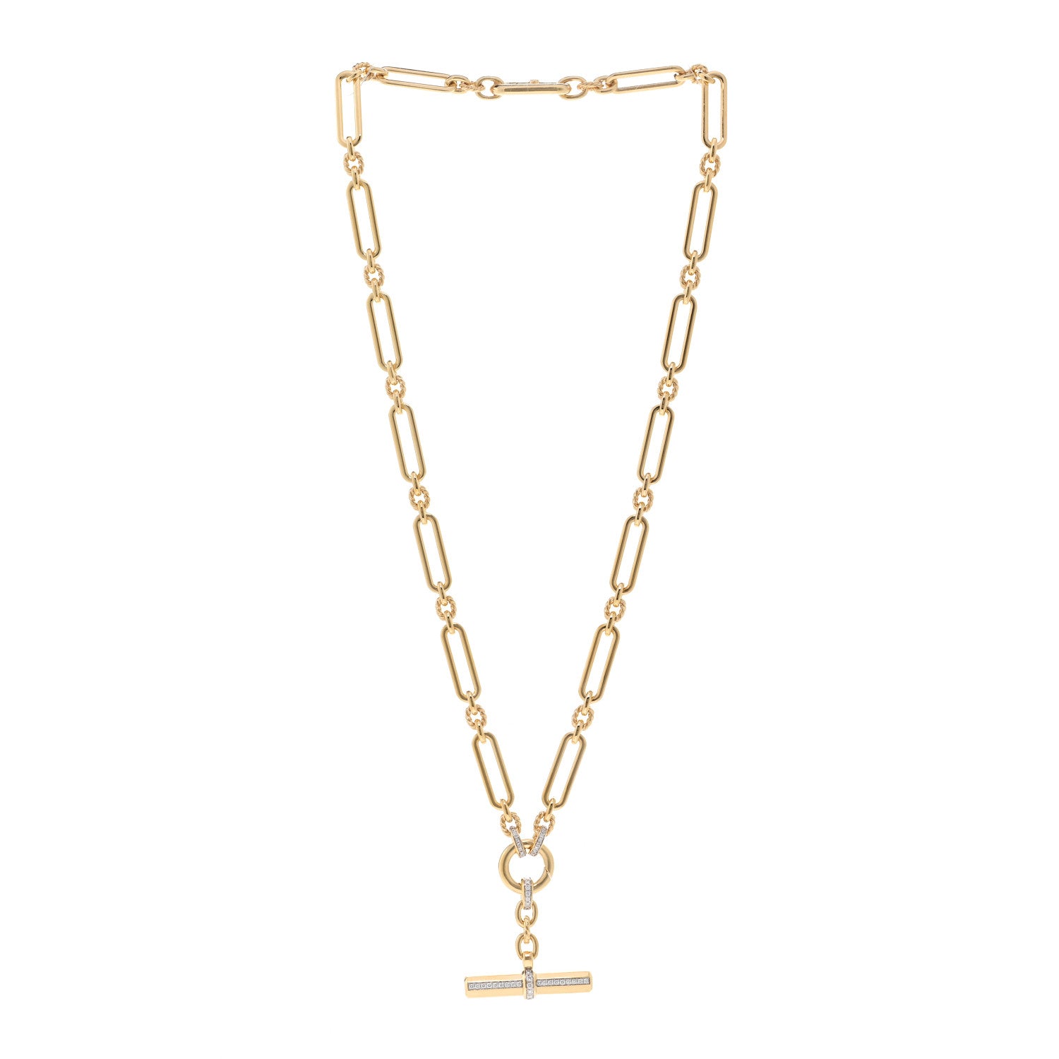 David Yurman 18K Yellow Gold Diamond 6.5mm Lexington Chain Toggle Necklace 3 of 5