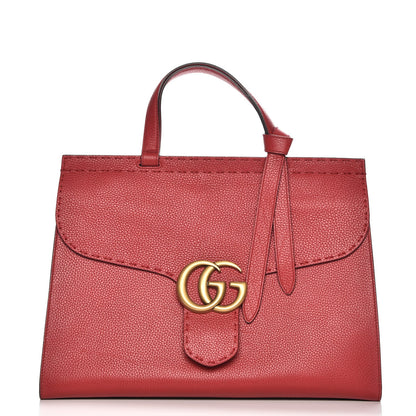 Gucci Calfskin Medium GG Marmont Top Handle Bag Vulcanic Red 1 of 7