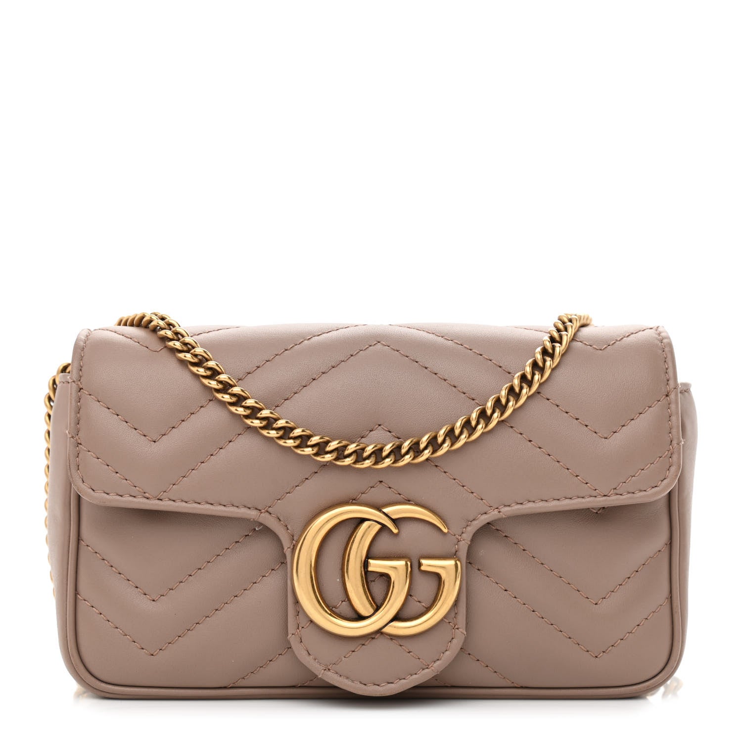 Gucci Calfskin Matelasse Super Mini GG Marmont Shoulder Bag Porcelain Rose 1 of 10