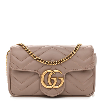 Gucci Calfskin Matelasse Super Mini GG Marmont Shoulder Bag Porcelain Rose 1 of 10