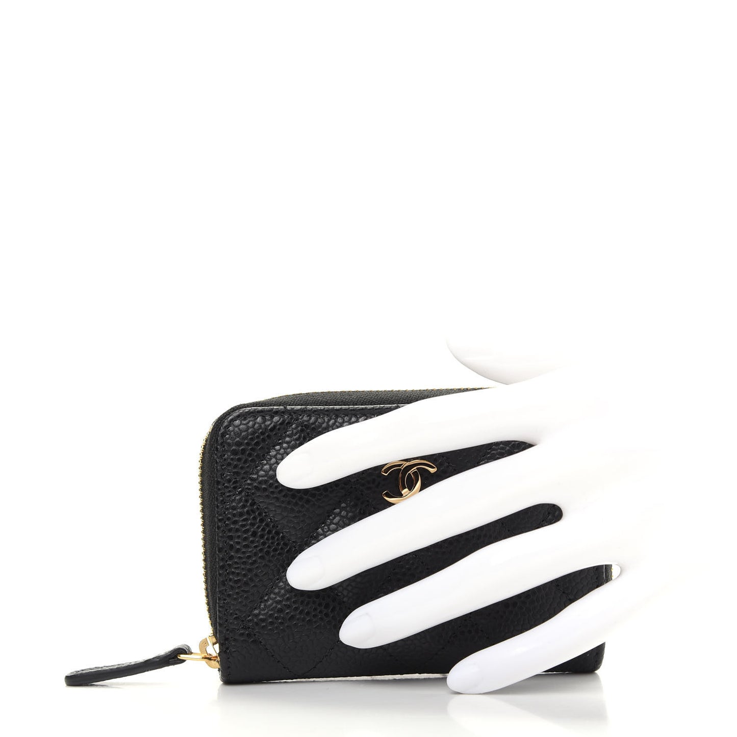 Caviar Quilted Zip Coin Purse Black