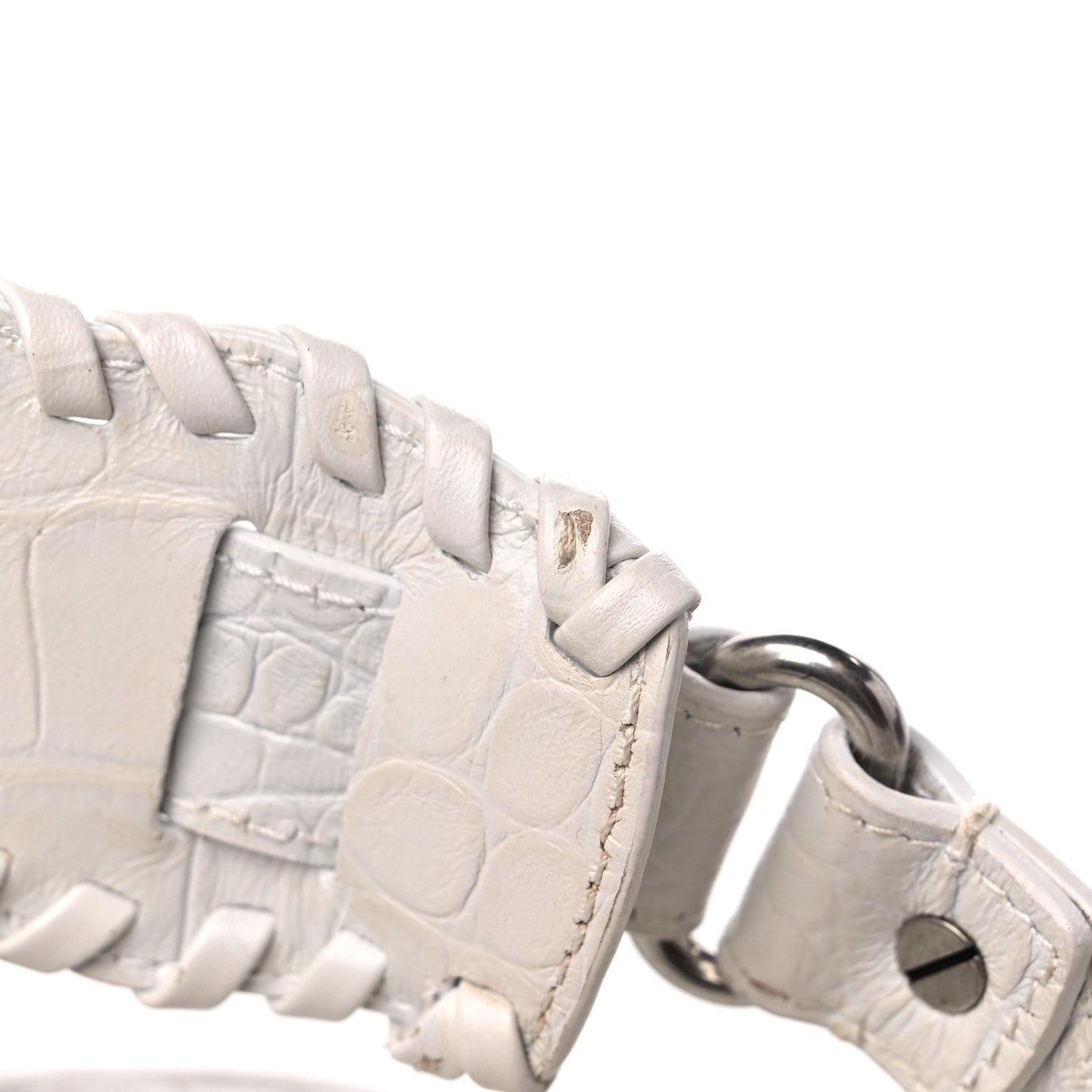 Balenciaga Extra Supple Calfskin Crocodile Embossed Le Cagole Shoulder Bag XS White 14 of 16