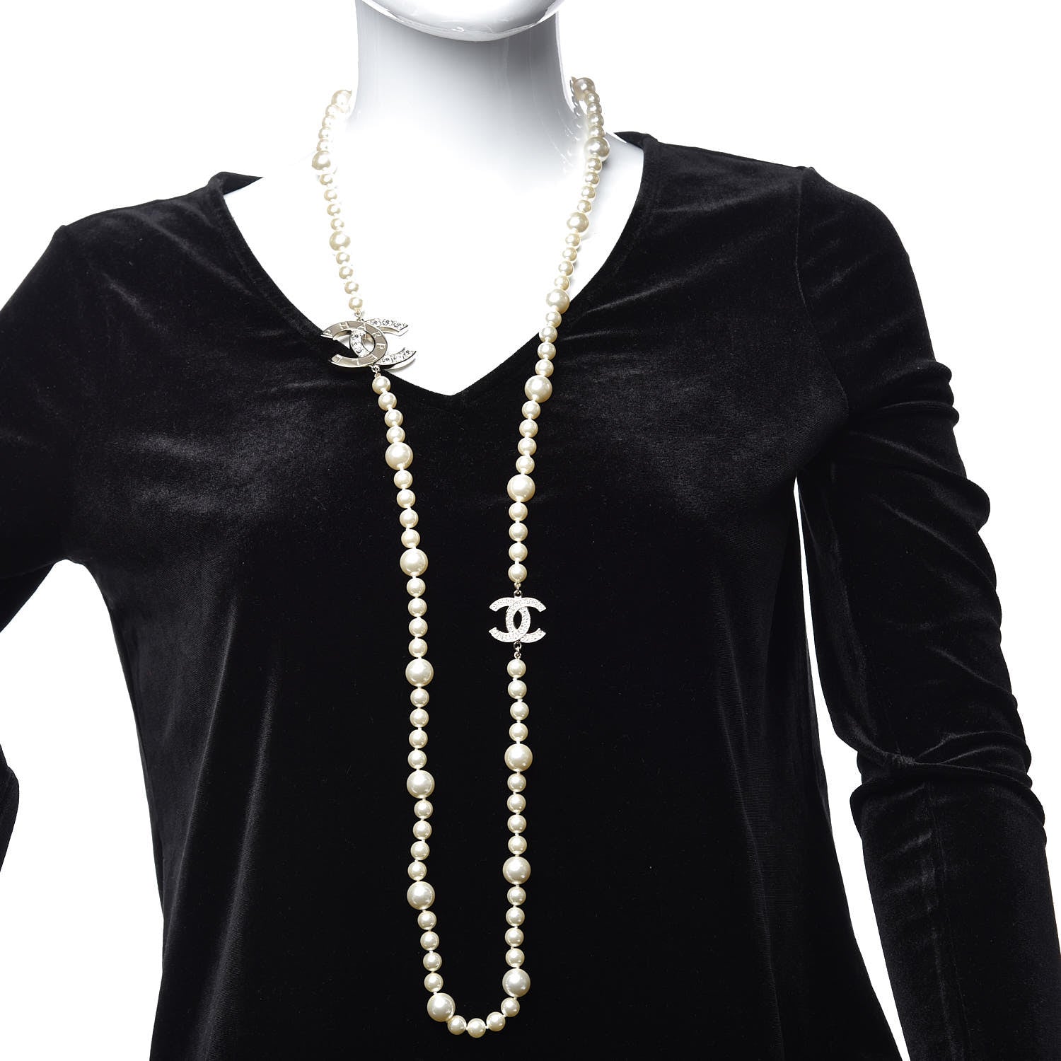 Chanel x Pharrell Williams Pearl Crystal CC Necklace Gold 2 of 6