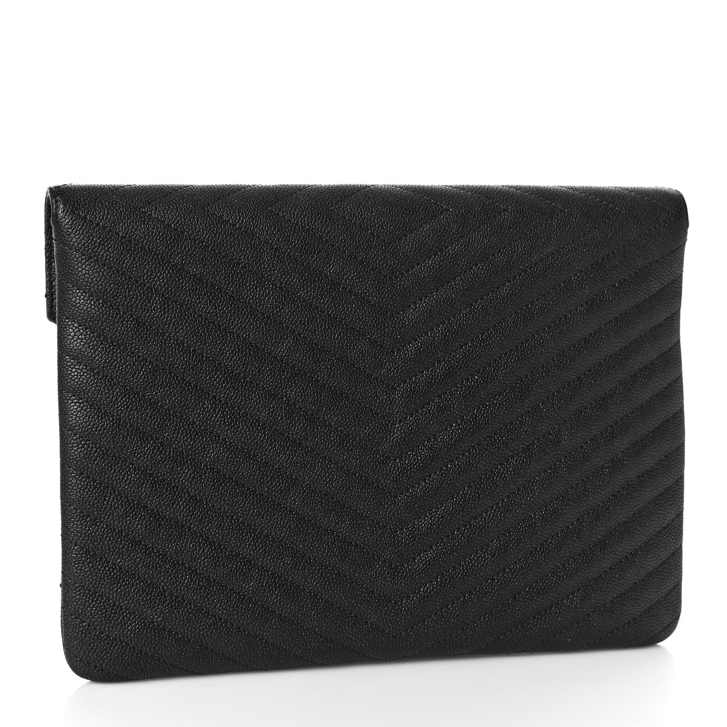 Calfskin Chevron Quilted Small Envelope Clutch Black