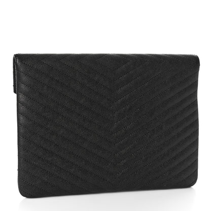 Chanel Calfskin Chevron Quilted Small Envelope Clutch Black 3 of 10