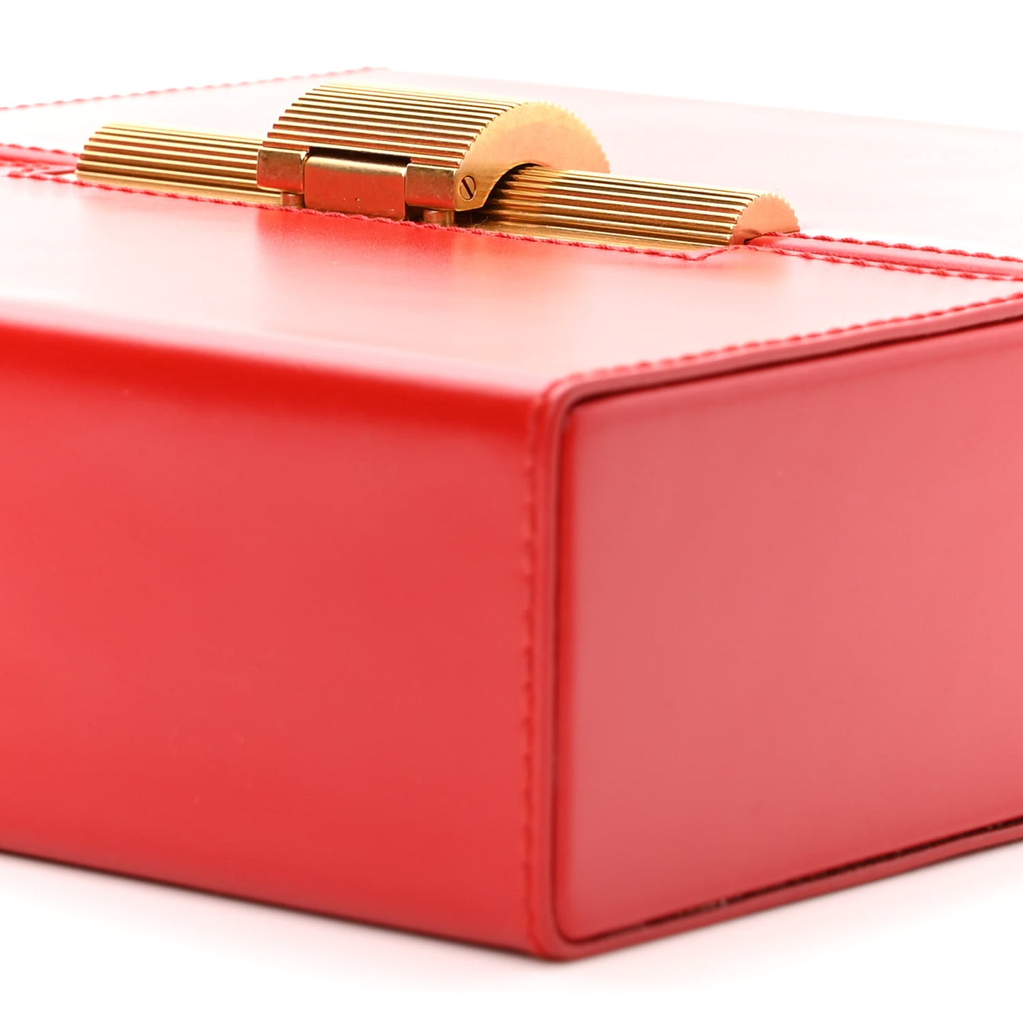 Calfskin Daisey Box Clutch Red