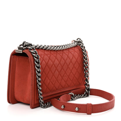 Chanel Suede Caviar Quilted Medium Boy Flap Red 3 of 17