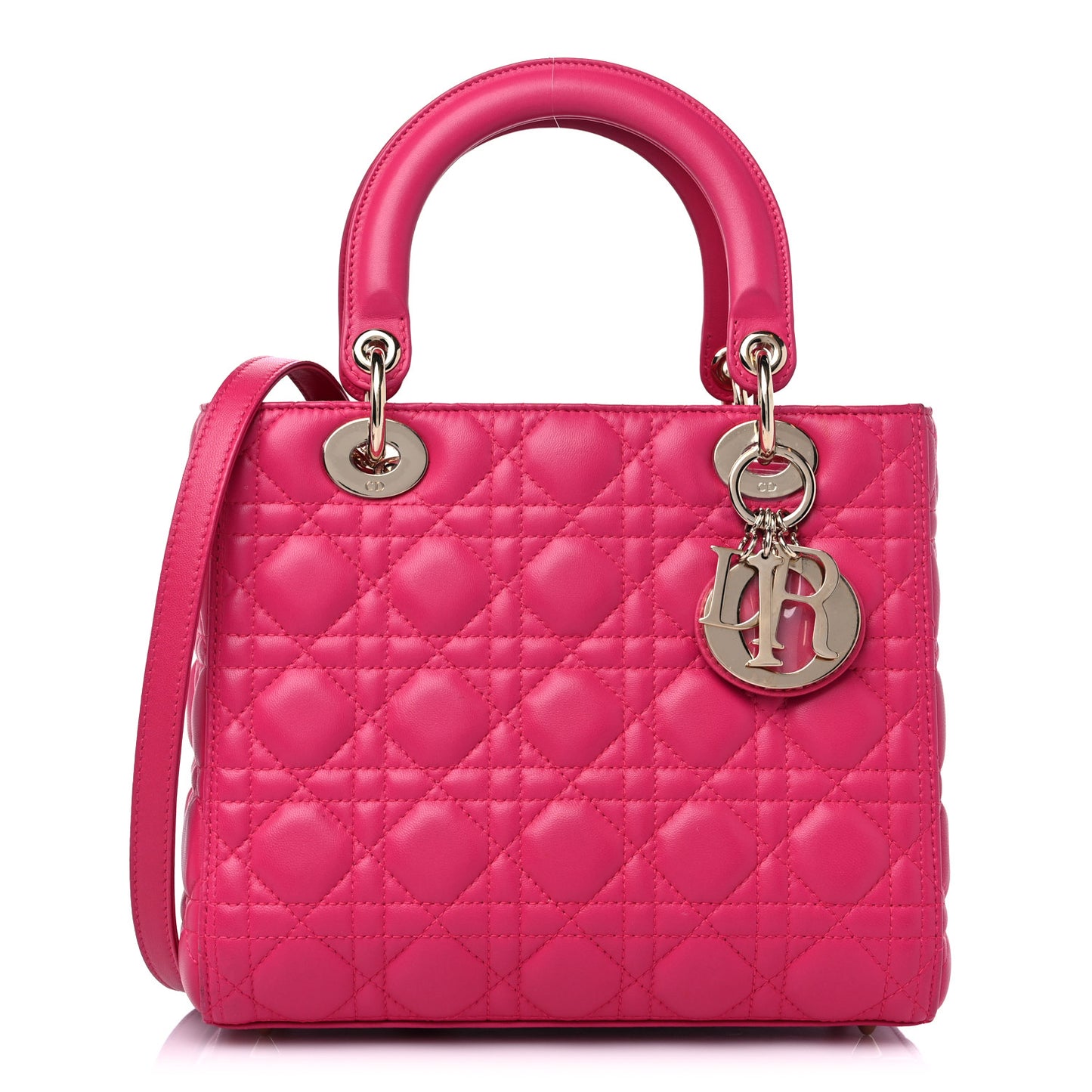 Lambskin Cannage Medium Lady Dior Fuchsia