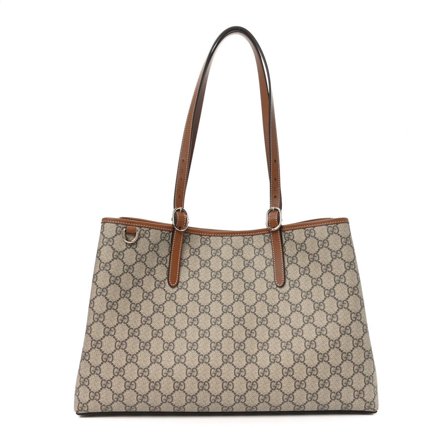 GG Supreme Monogram Emblem Large Tote Bag Beige Dark Brown