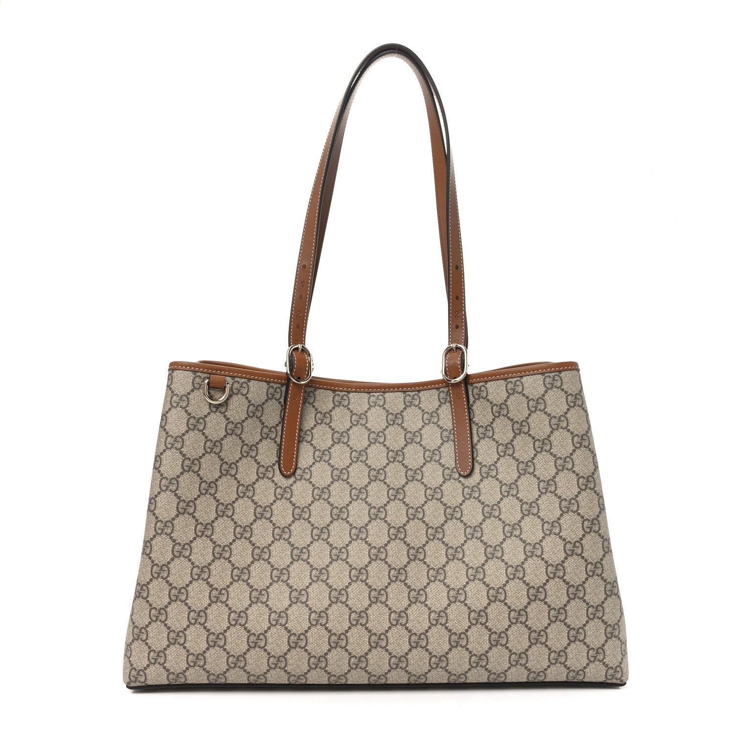 Gucci GG Supreme Monogram Emblem Large Tote Bag Beige Dark Brown 1 of 9