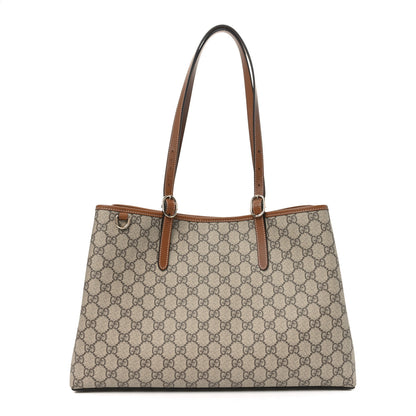 Gucci GG Supreme Monogram Emblem Large Tote Bag Beige Dark Brown 1 of 9
