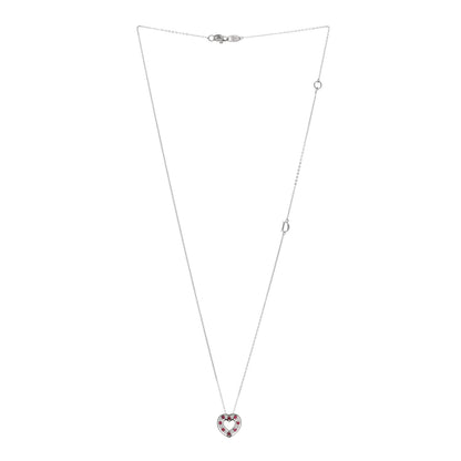 Damiani 18K White Gold Diamond Ruby Small Belle Epoque Heart Pendant Necklace 2 of 3