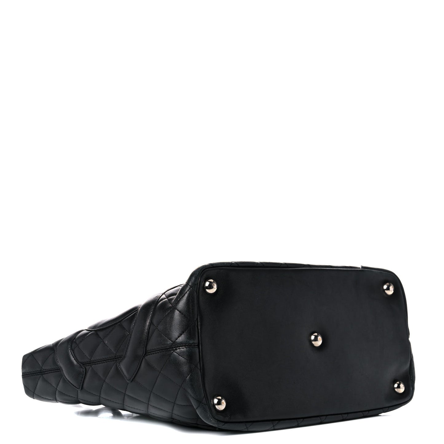Calfskin Quilted Large Cambon Tote Black