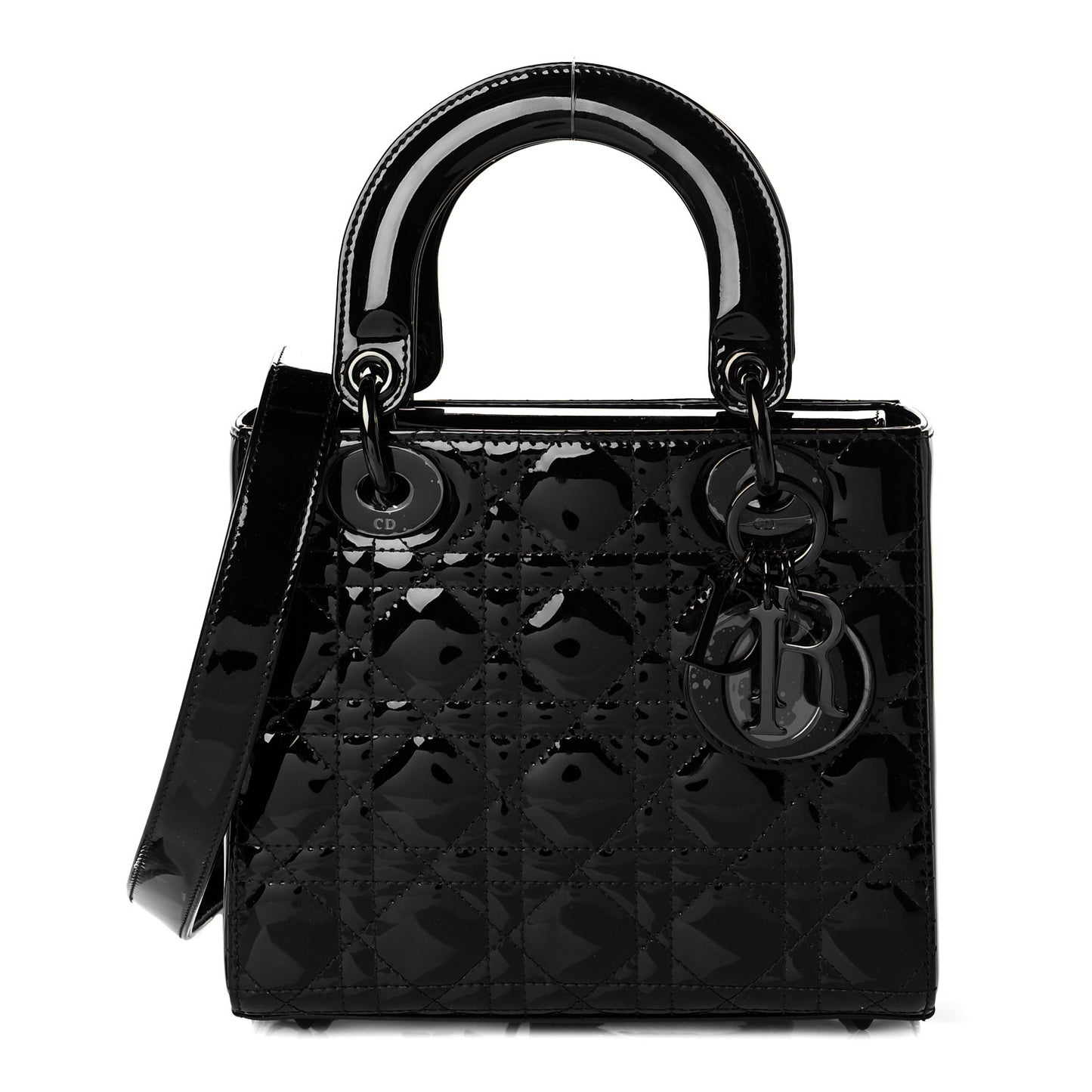 Patent Cannage Small Lady Dior Black