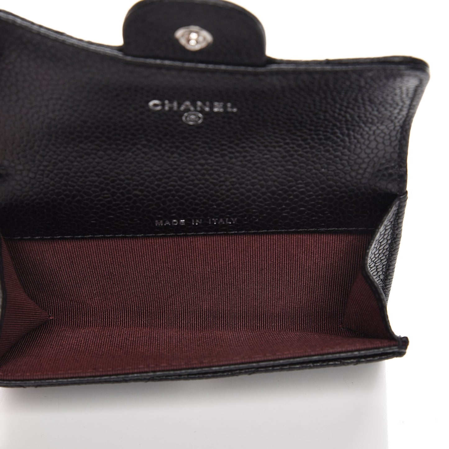 Caviar Quilted Flap Card Holder Black