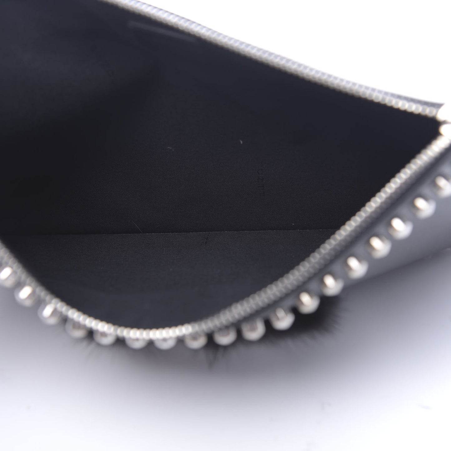 Vitello Elite Flamingo Mink Karlito Studded Pouch Black White Plaster