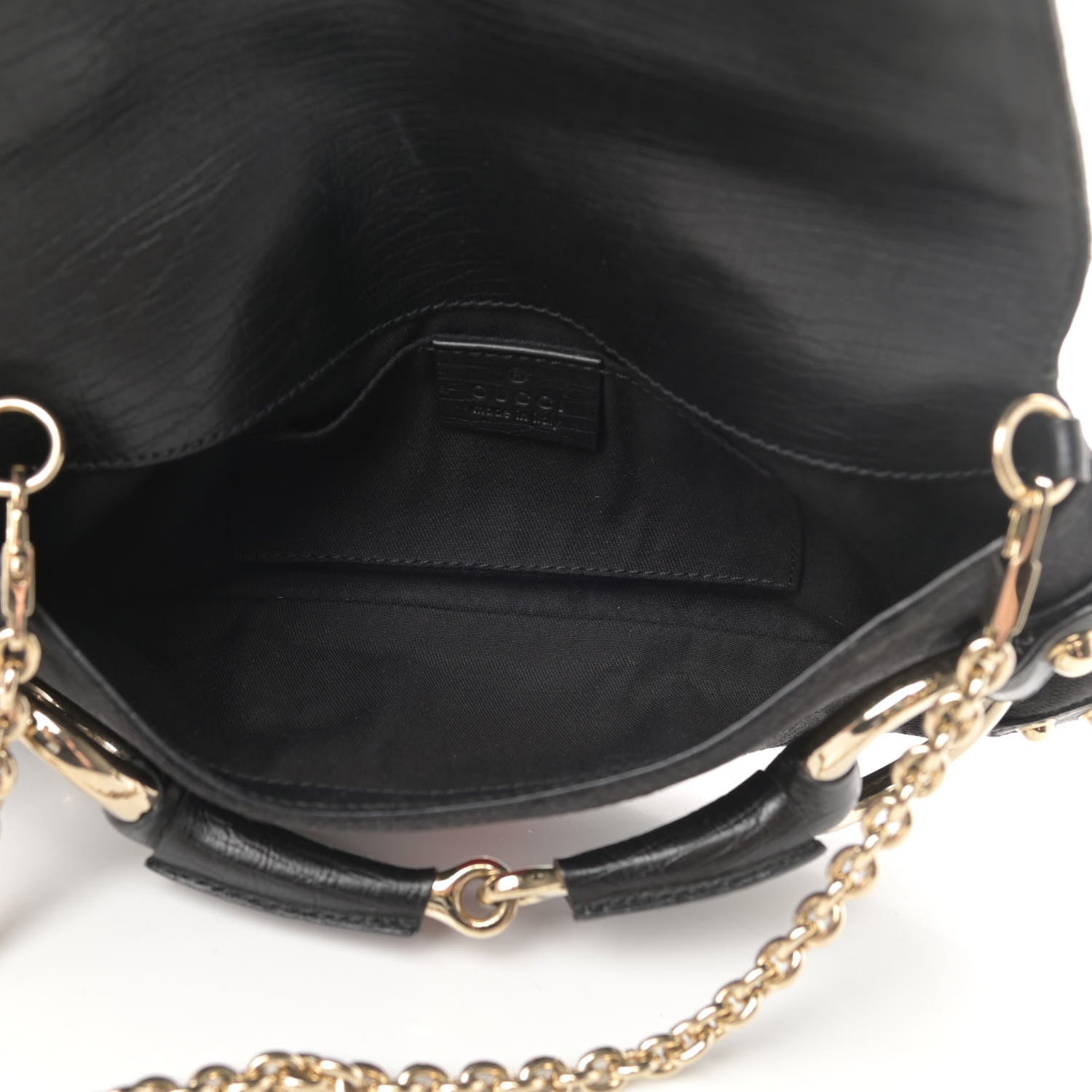 Gucci Monogram Web Horsebit Chain Clutch Black 5 of 12