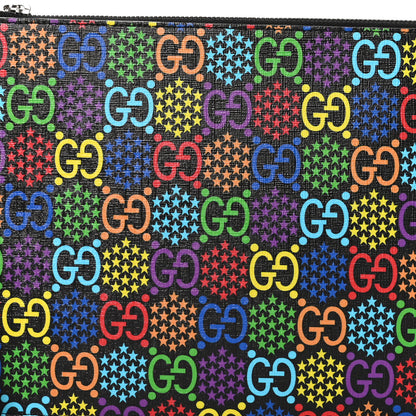 Gucci GG Supreme Monogram Psychedelic Zip Wristlet Pouch Black Multicolor 5 of 9