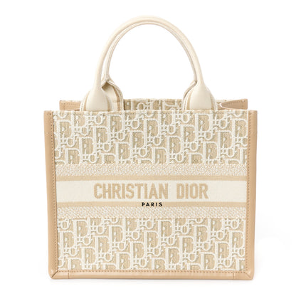 Christian Dior Oblique Chambray Calfskin Small Book Tote With Strap Gold Natural 1 of 10
