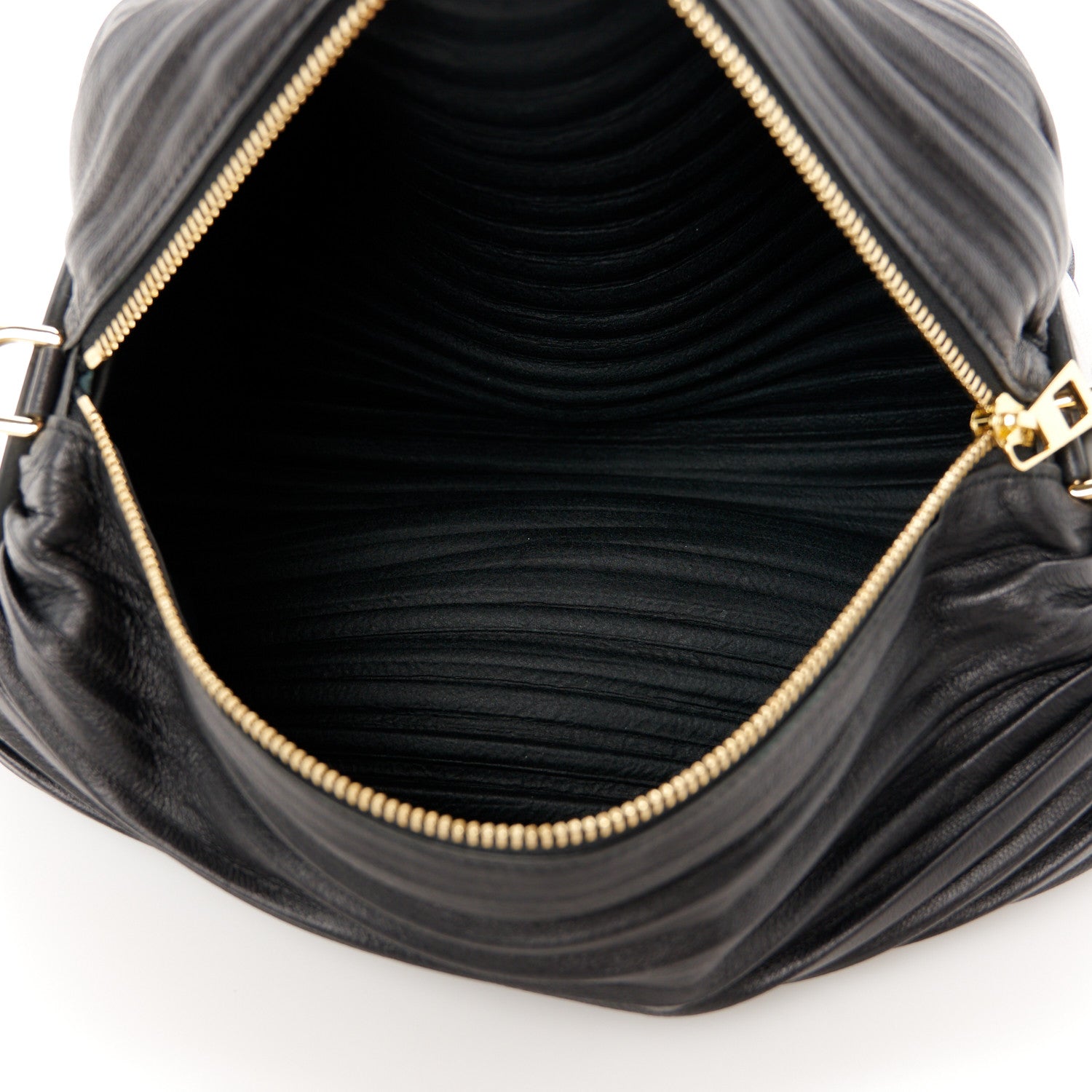 Loewe Lambskin Pleated Bracelet Pouch Shoulder Bag Black 5 of 10