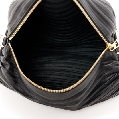 Loewe Lambskin Pleated Bracelet Pouch Shoulder Bag Black 5 of 10