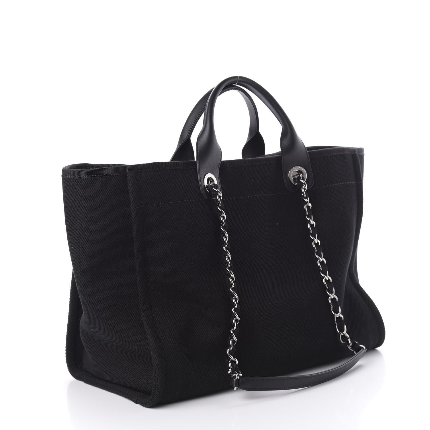 Chanel Canvas Pearl Medium Deauville Tote Black 3 of 10