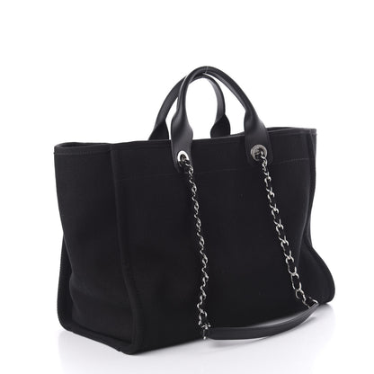 Chanel Canvas Pearl Medium Deauville Tote Black 3 of 10