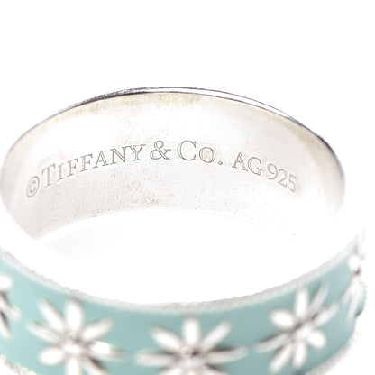 Tiffany Sterling Silver Enamel Daisy Band Ring 53 6.25 4 of 5