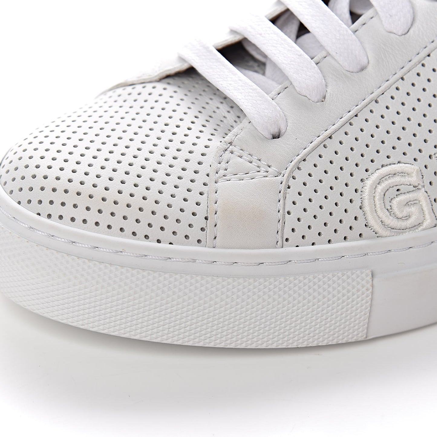 Calfskin Perforated Womens Urban Street Sneakers 37.5 White