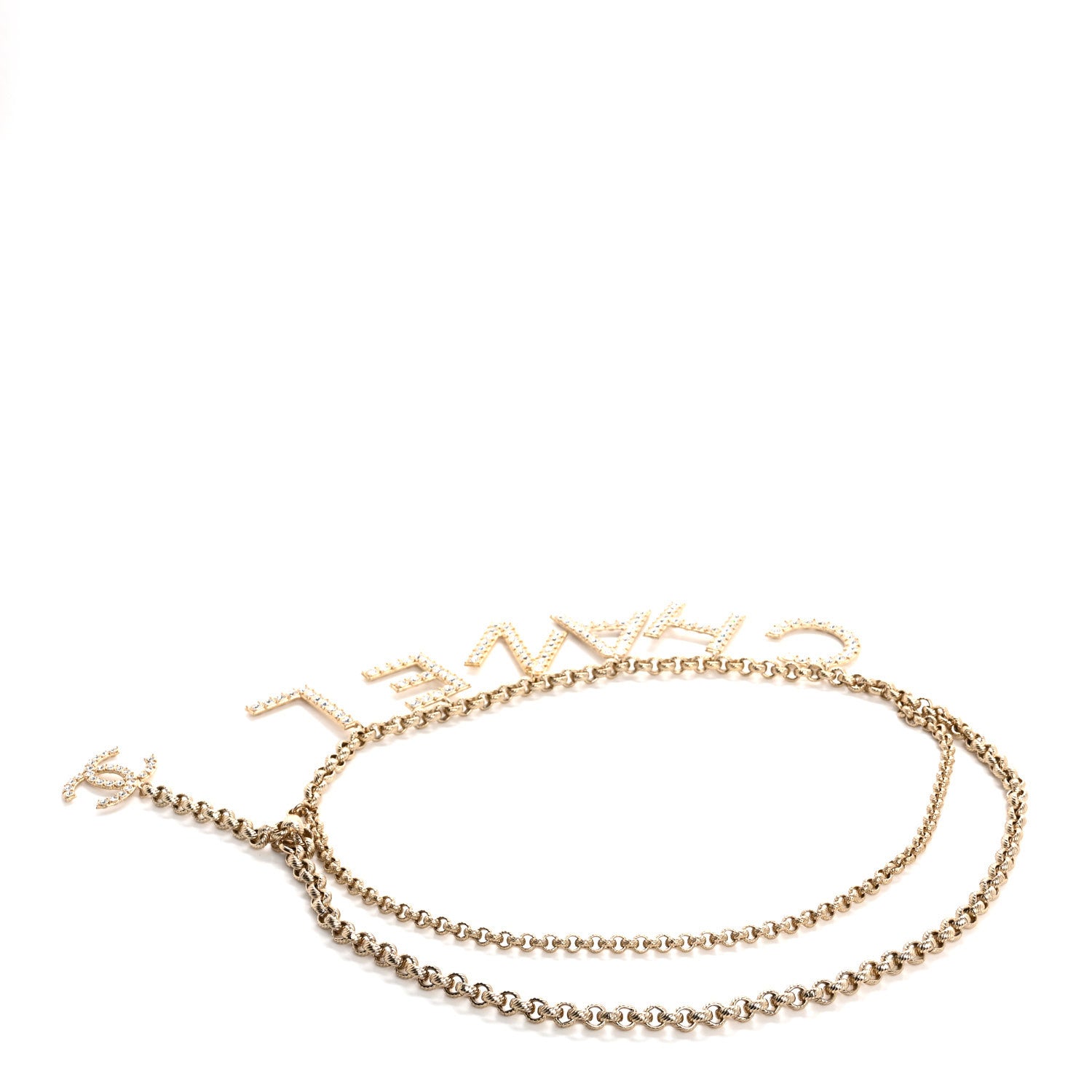 Chanel Metal Crystal 90's Icon Logo Chain Belt Gold 2 of 3