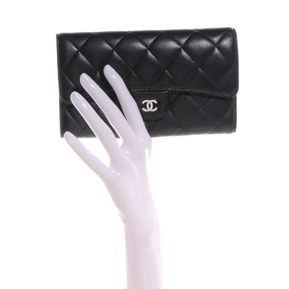 Chanel Lambskin Quilted Large Flap Wallet Black 2 of 8