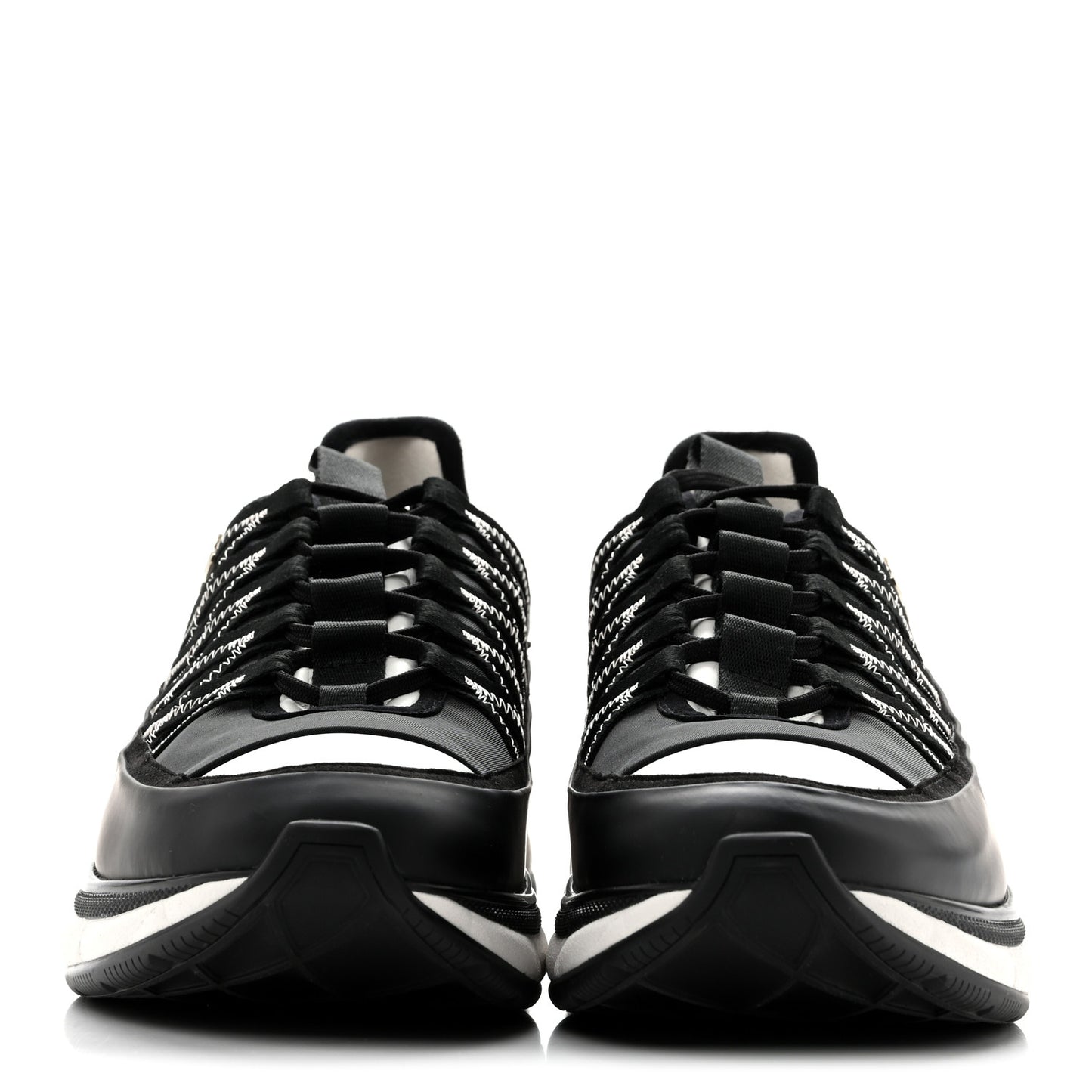 Mixed Fibers Suede Calfskin CC Sneakers 41.5 White Black
