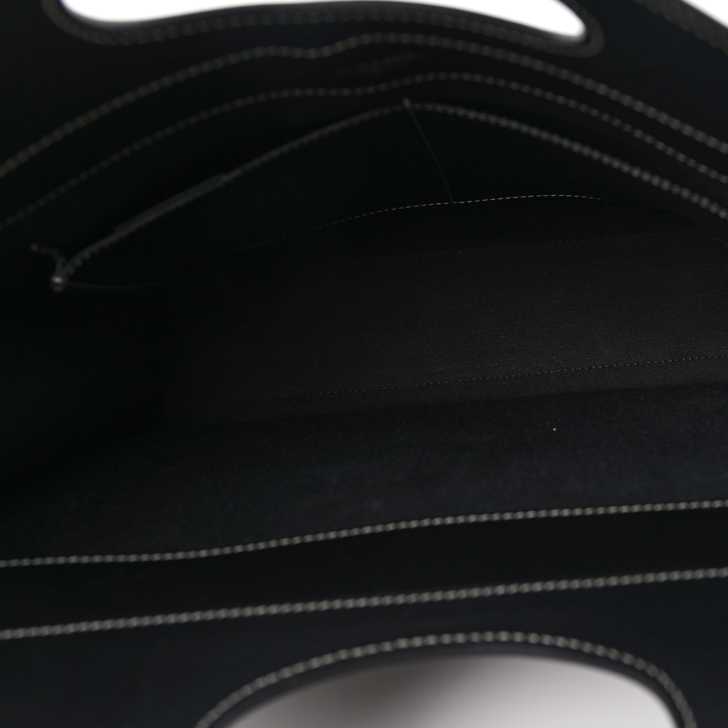 Canvas Smooth Calfskin Two Tone Medium Pocket Bag Black White