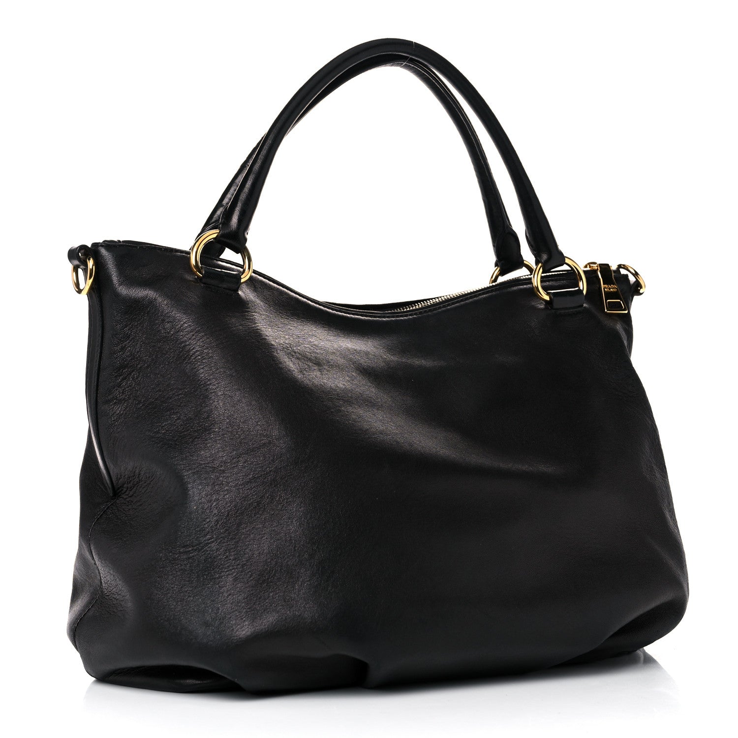Prada Soft Calfskin Shopping Tote Black 2 of 15
