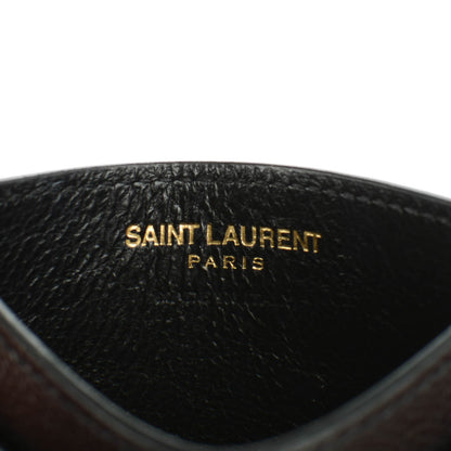 Saint Laurent Grain De Poudre Matelasse Chevron Monogram Credit Card Case Black 6 of 7