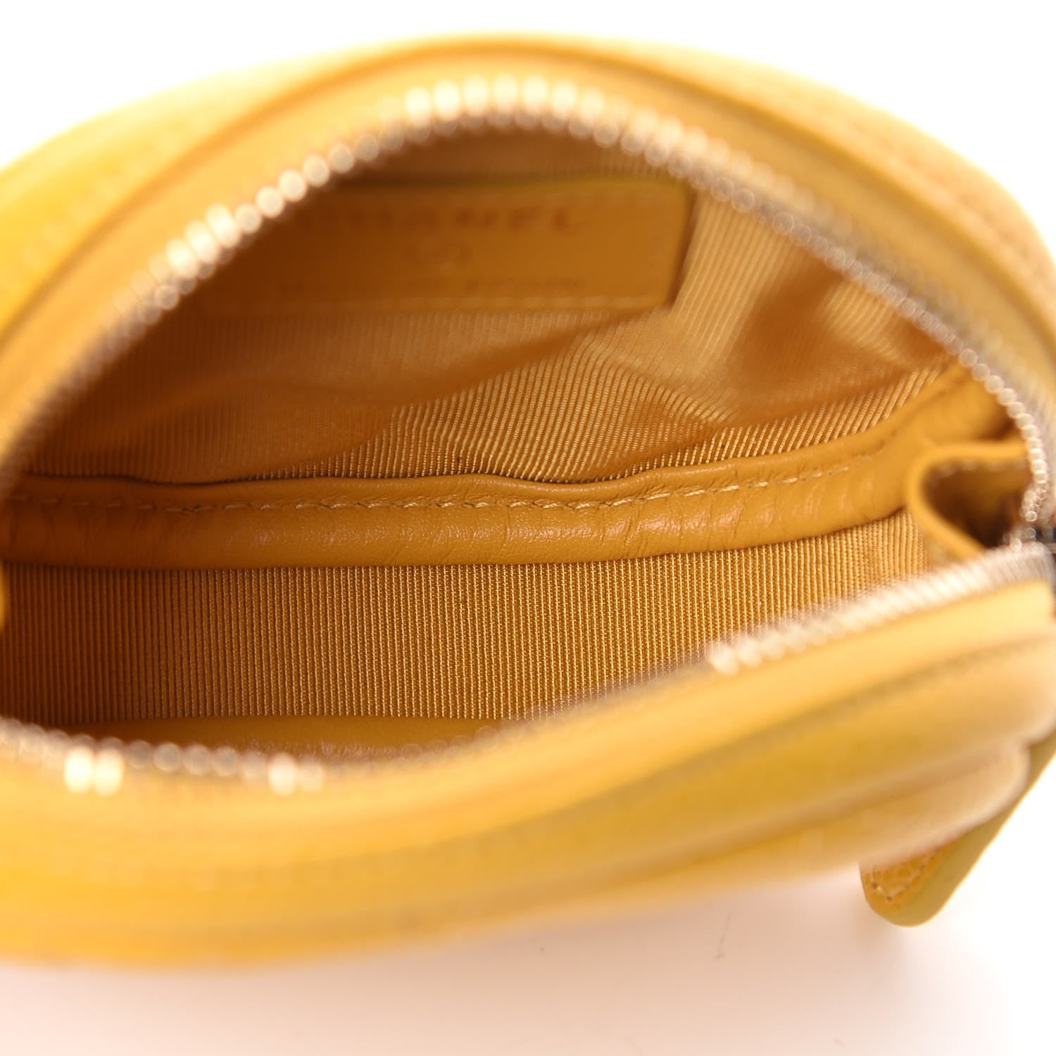 Chanel Caviar Quilted Zip Around Classic Coin Purse Yellow 5 of 8