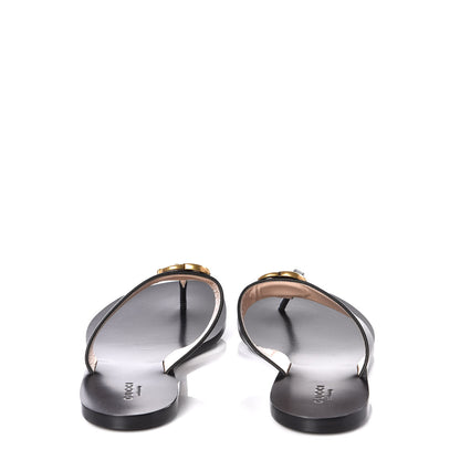 Gucci Calfskin GG Marmont Thong Sandals 39.5 Black 7 of 9