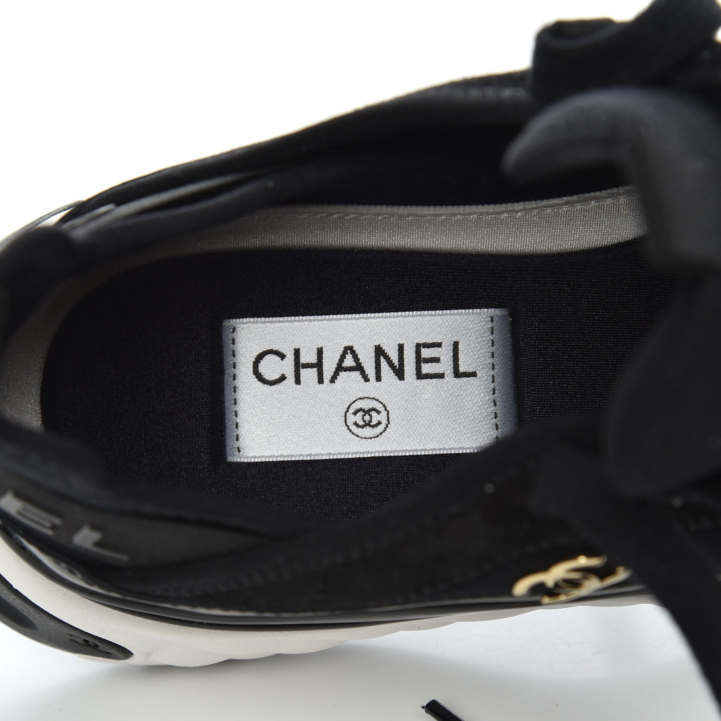 Velvet Calfskin Mixed Fibers CC Sneakers 38.5 Black