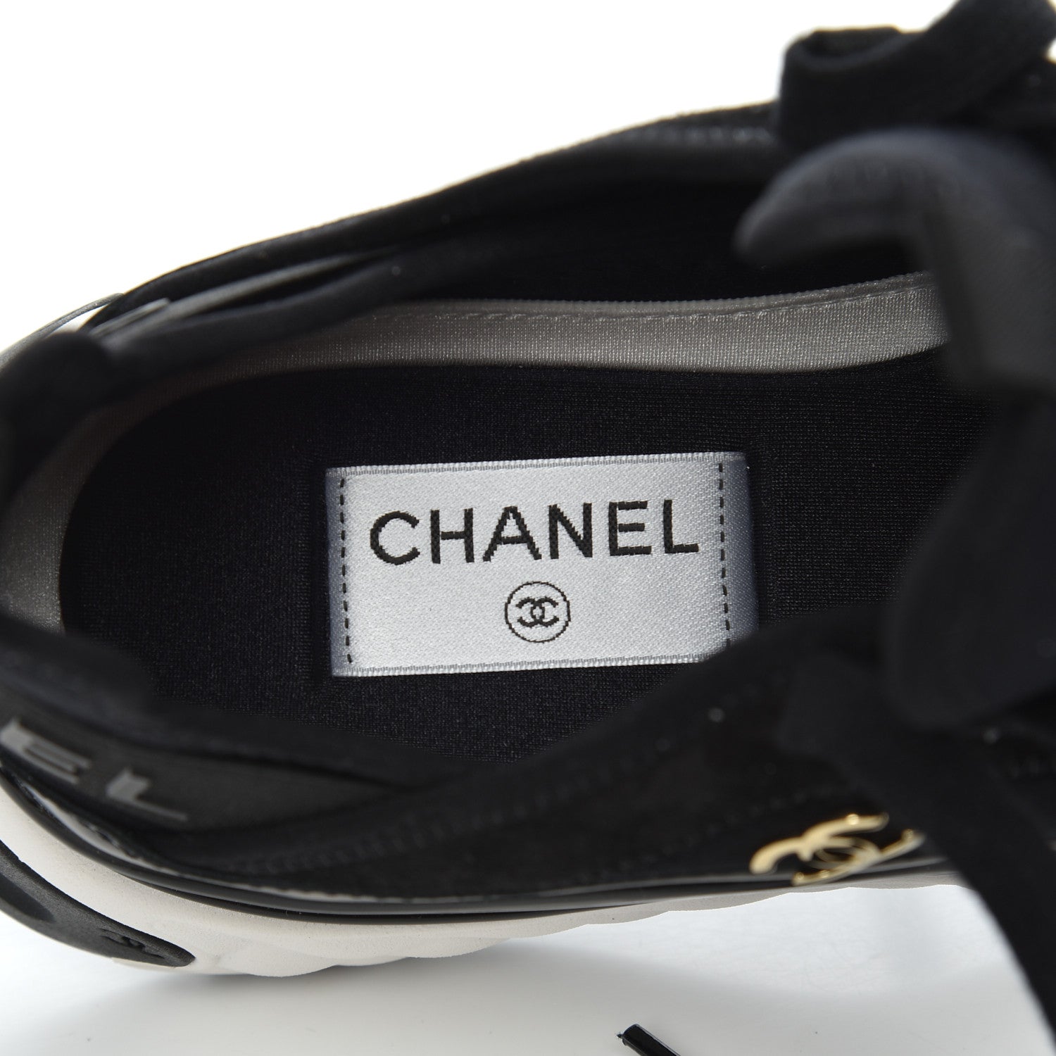 Chanel Velvet Calfskin Mixed Fibers CC Sneakers 38.5 Black 6 of 11