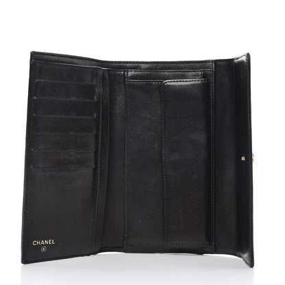Chanel Lambskin Embossed Camellia Flap Wallet Black 5 of 15